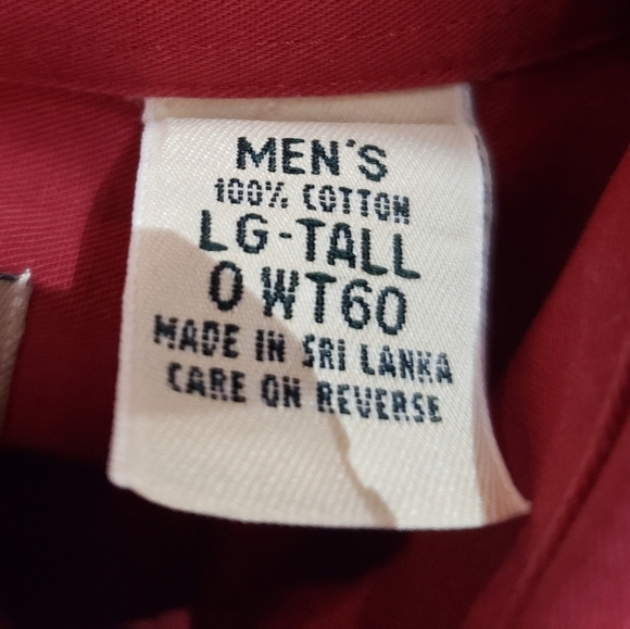 L.L Bean Size Large Tall Button Down Long Sleeve Shirt Cranberry Red Co… - Picture 2 of 12